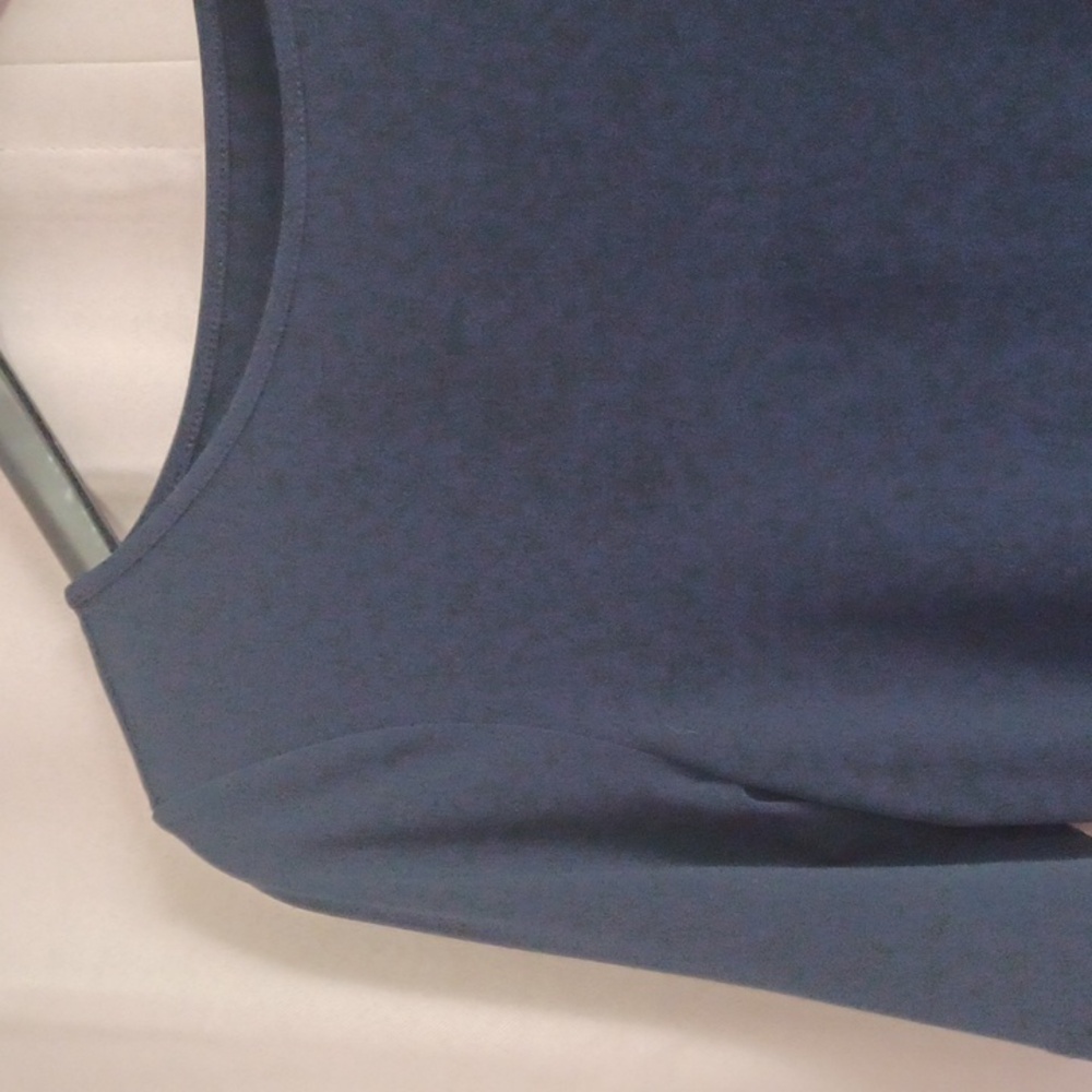 Susan Graver Navy Blue Short Sleeve Round Neck Top, Stretch - Picture 4 of 12